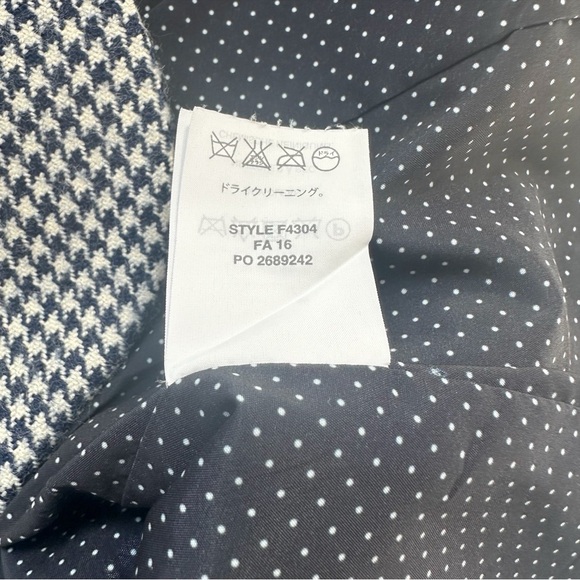 J. Crew Campbell Houndstooth Navy Blue White Wool Blend Blazer Size 12 - Picture 11 of 11